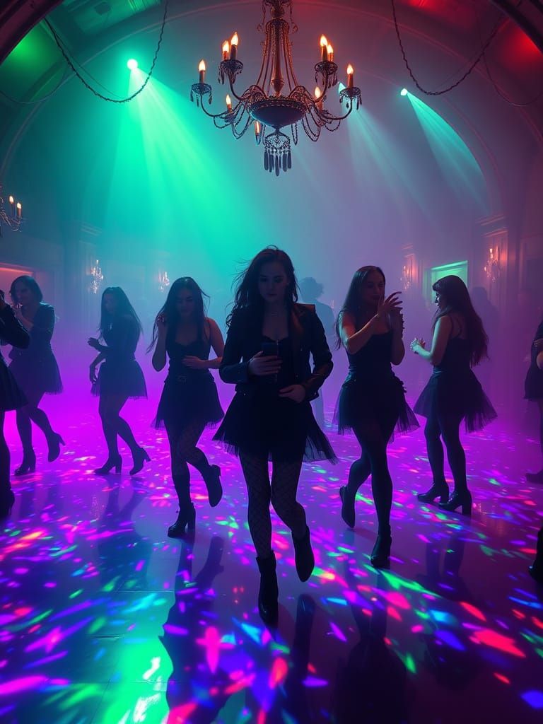 Ethereal Goth Nightclub Scene in Vibrant Colors