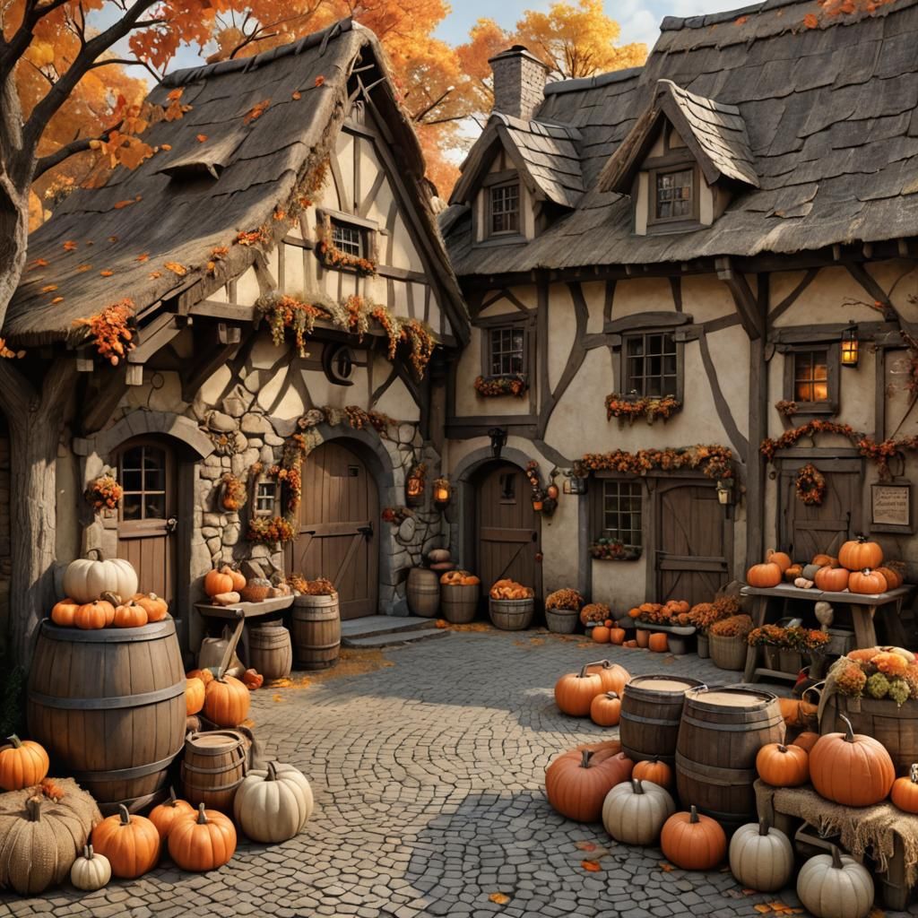 Rustic Village Warehouse in Autumnal Light
