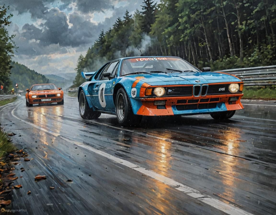 BMW M1 Races Nürburgring in Expressive Acrylic Style