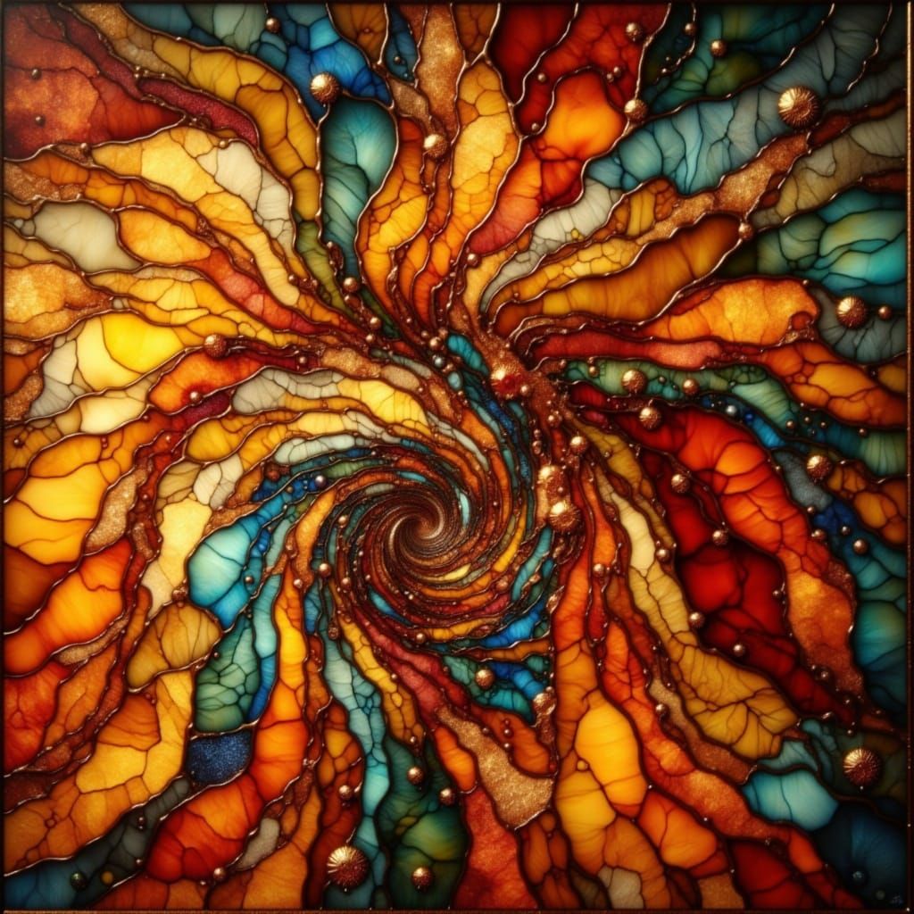 Mathematical Curves and Spirals in Crinkled Metallic Style