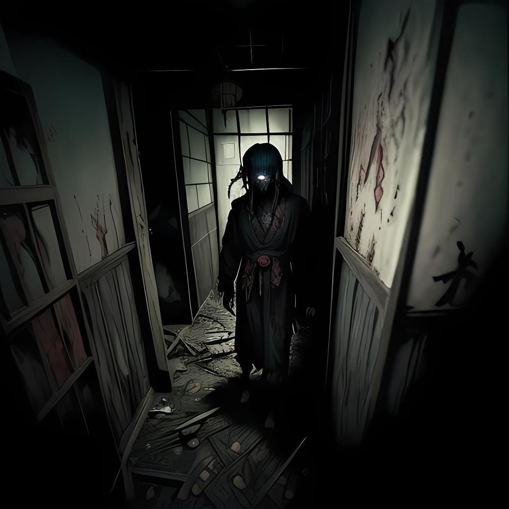 Horrifying Ghoul Peeking in Gothic Horror Style