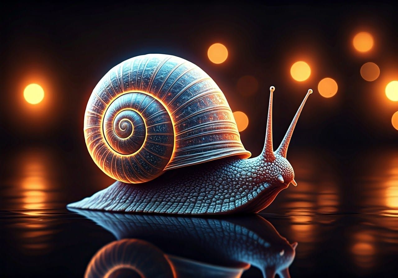 Whimsical Glass Snail in Enchanted Glow