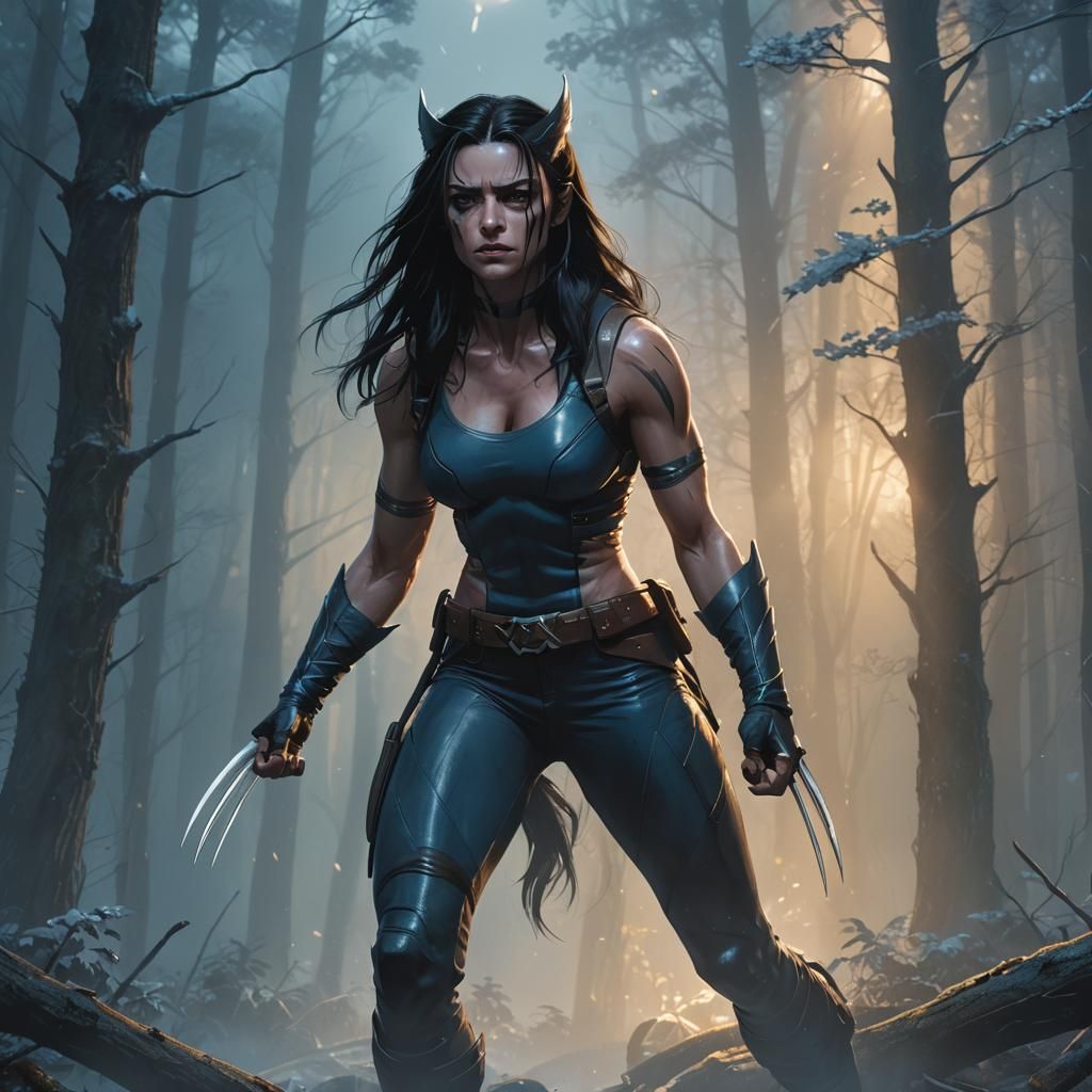 X-23 Female Wolverine in Moonlit Forest