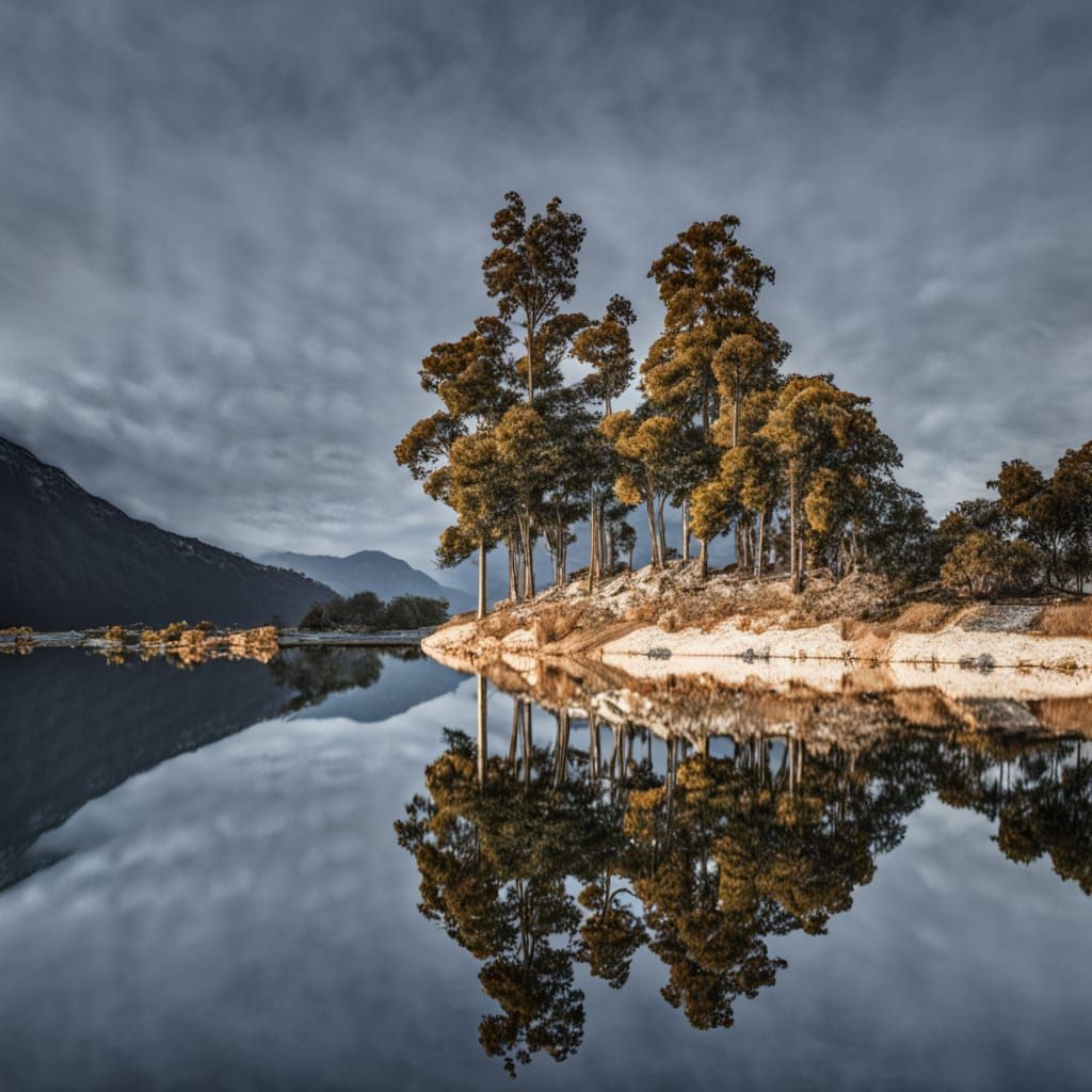 Abstract Reflection Creates Mirrored Image