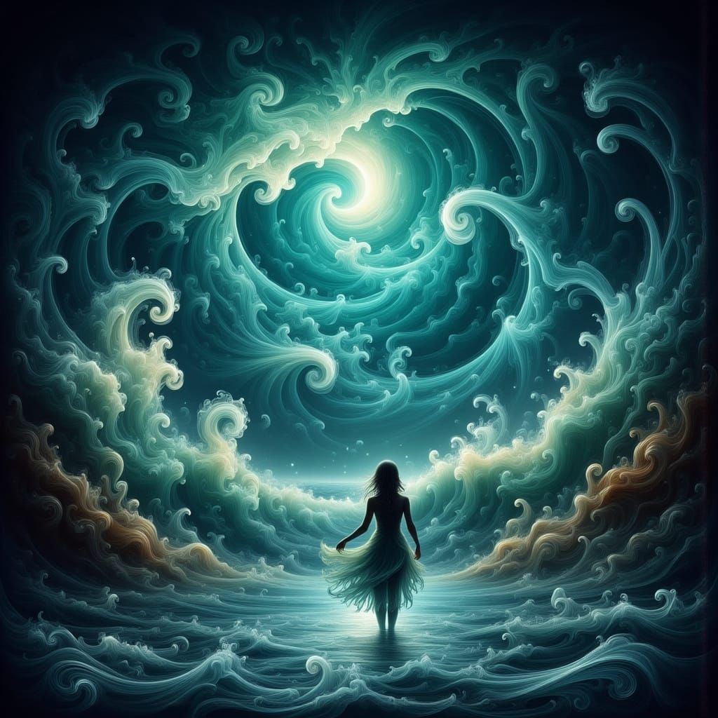 Bioluminescent Sea Spirits in Ethereal Underwater Fantasy