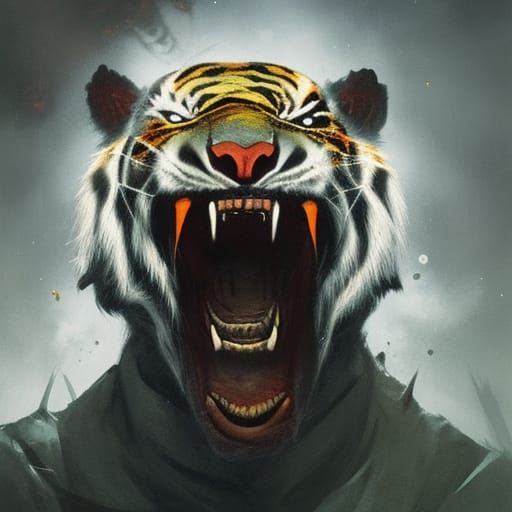 Sinister Zombie Tiger by Greg Rutkowski