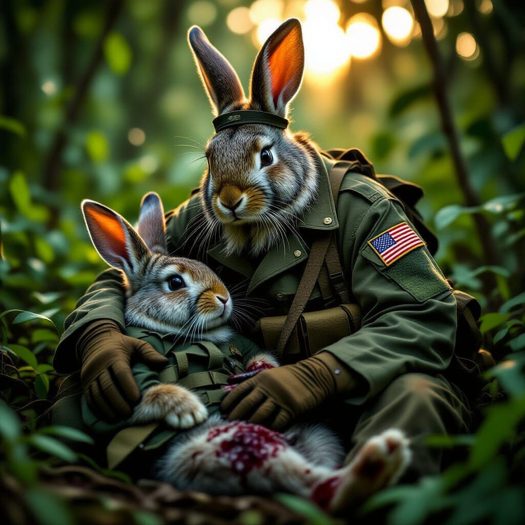 Vietnam Veteran Rabbit Comforts Dying Comrade in Jungle