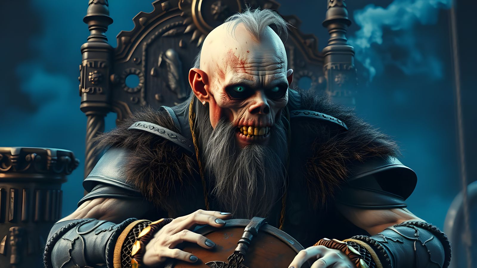 Terrifying Ancient Viking Chieftain on Throne