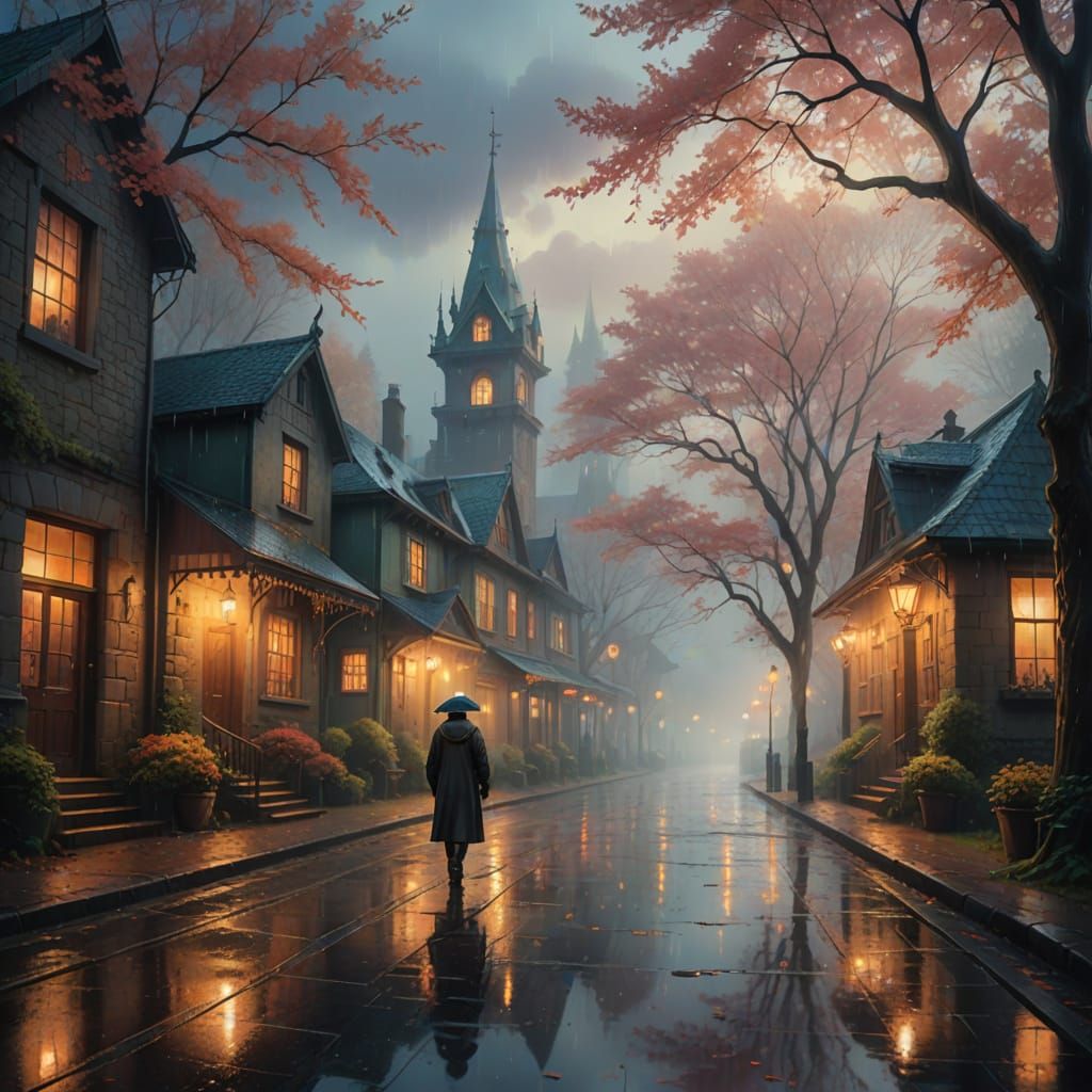 Whimsical Fantasy Scene in Dreamlike Style