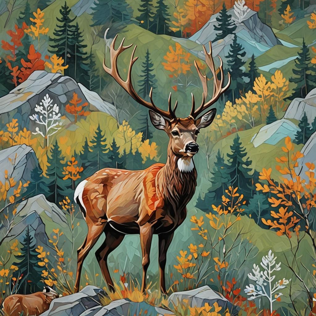 Abstract Art: Deer Springs to Mountain