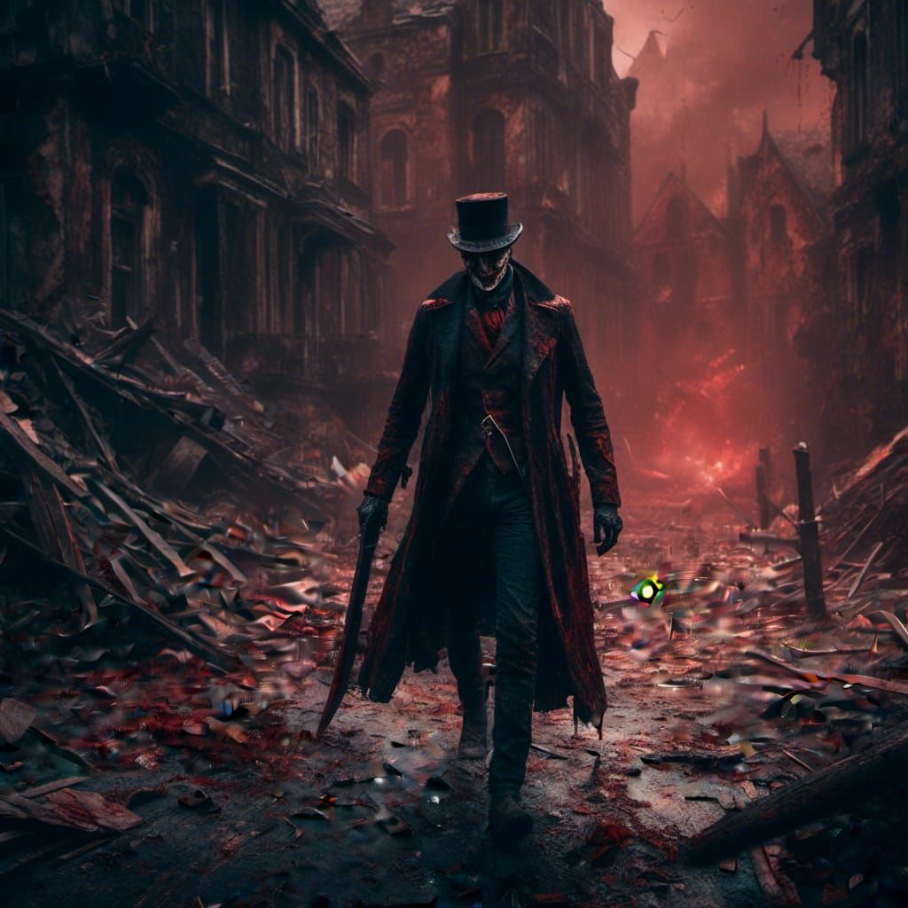 Macabre Jack The Ripper with Bloody Knife