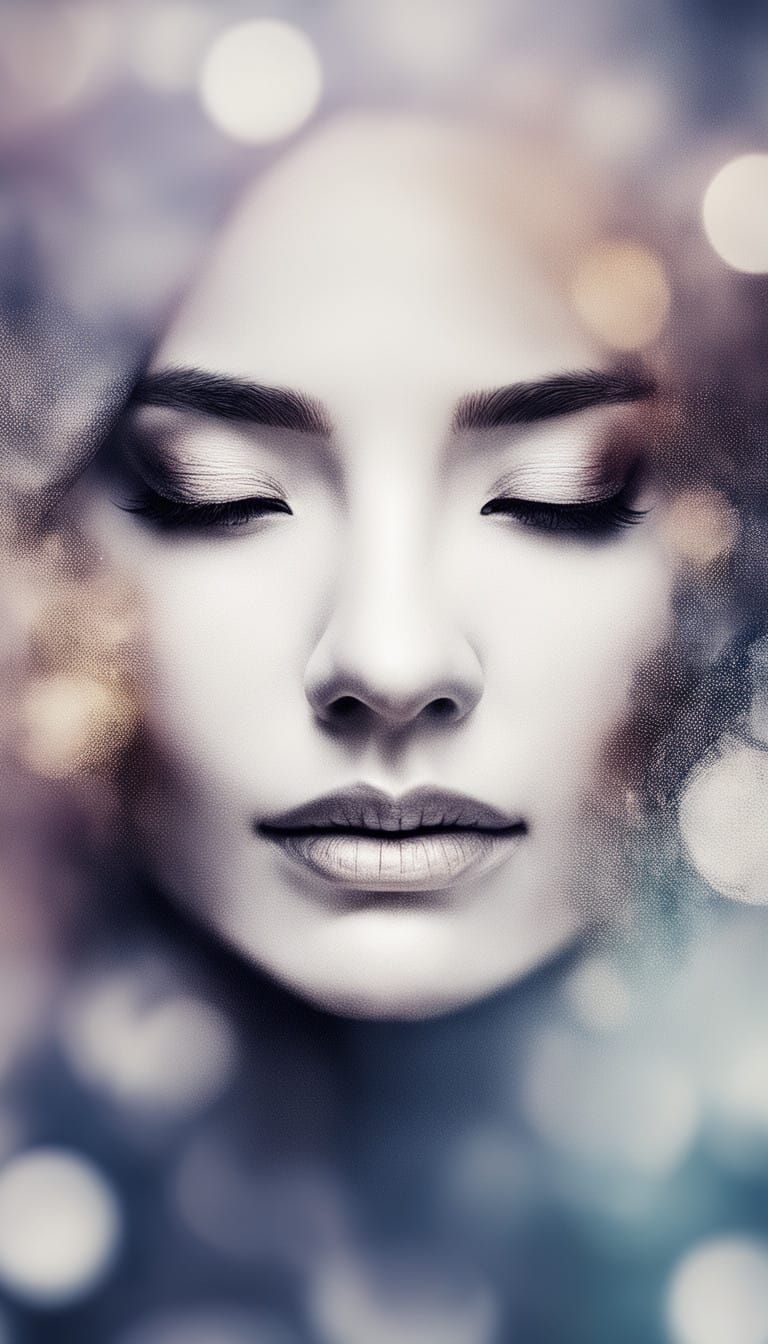 Elegant Dark Art Portrait in Intricate Colored Ink