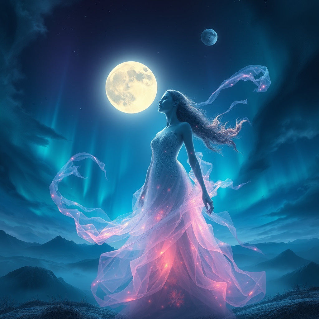 Ethereal Invisible Woman in Mystical Landscape