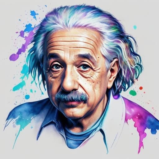 Hyperrealistic Watercolor Portrait of Albert Einstein