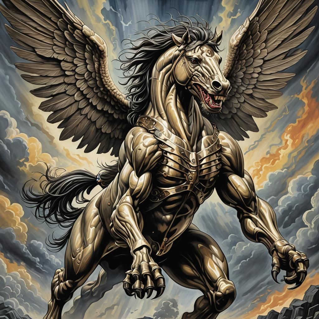 Pegasus in Mag Mell: Oil Gouache Fantasy Art