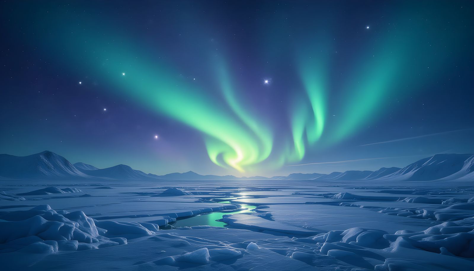 Dreamy Aurora Borealis Shimmers Above Alien World