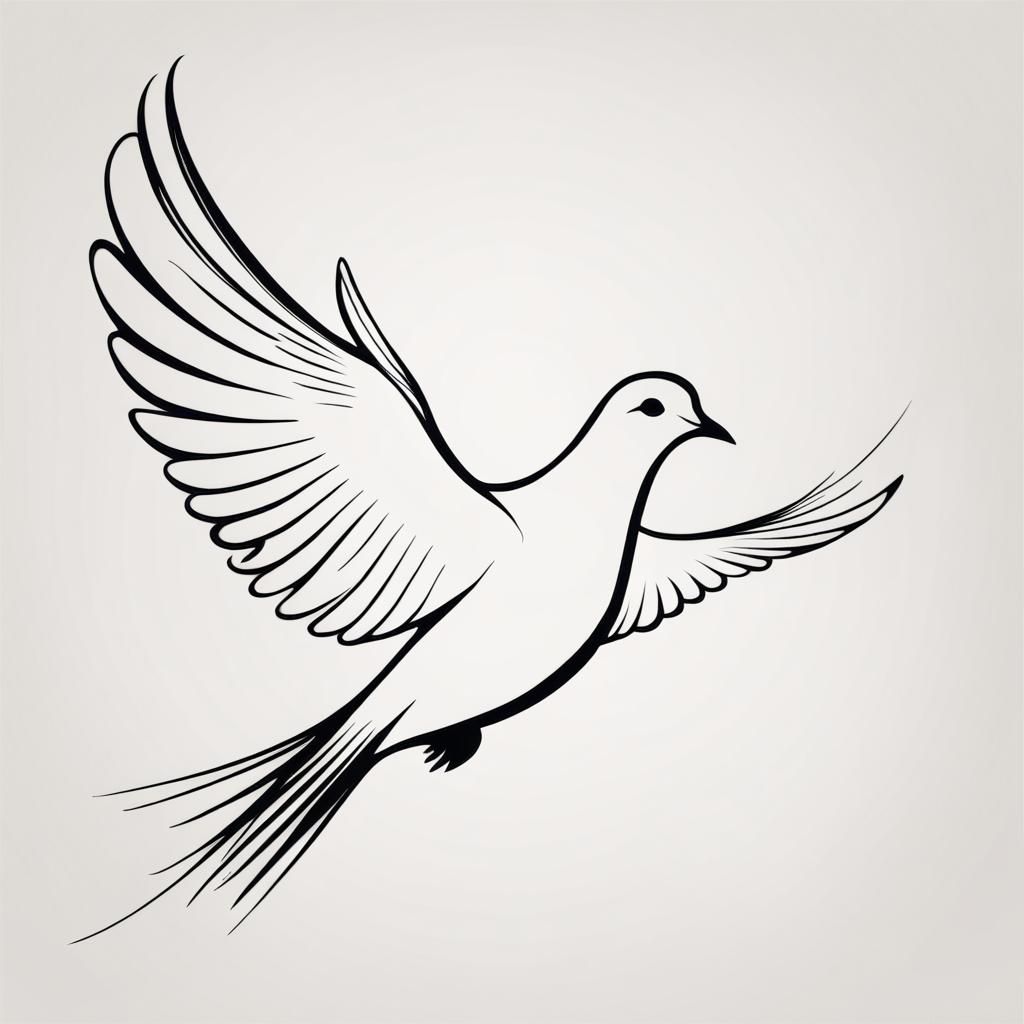 Minimalist Line Art: Dove in Flight