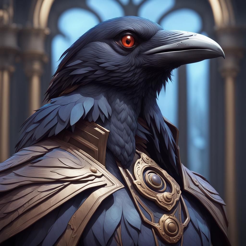 Three-Eyed Raven Portrait in Hyperdetailed Style
