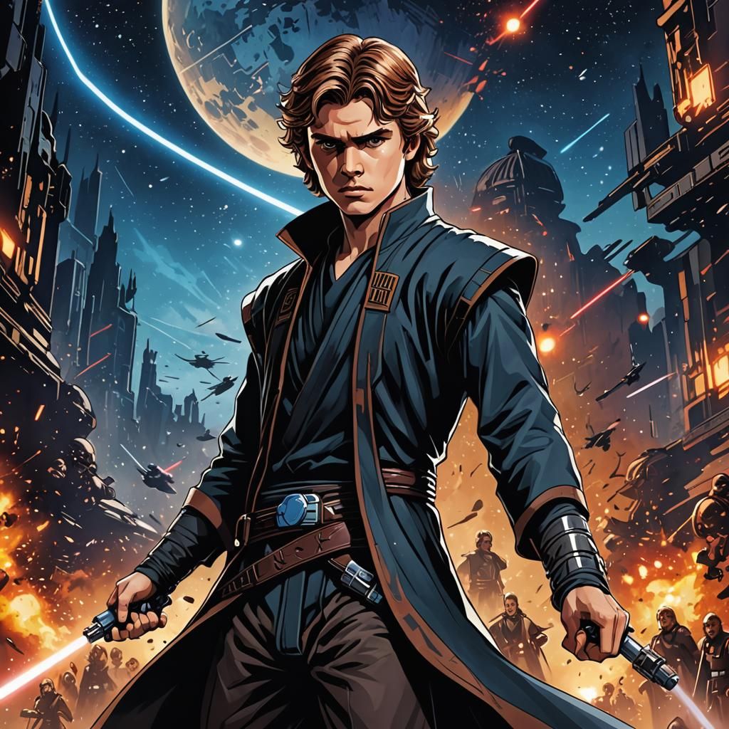 Anakin Skywalker in Cel-Shaded Anime Style