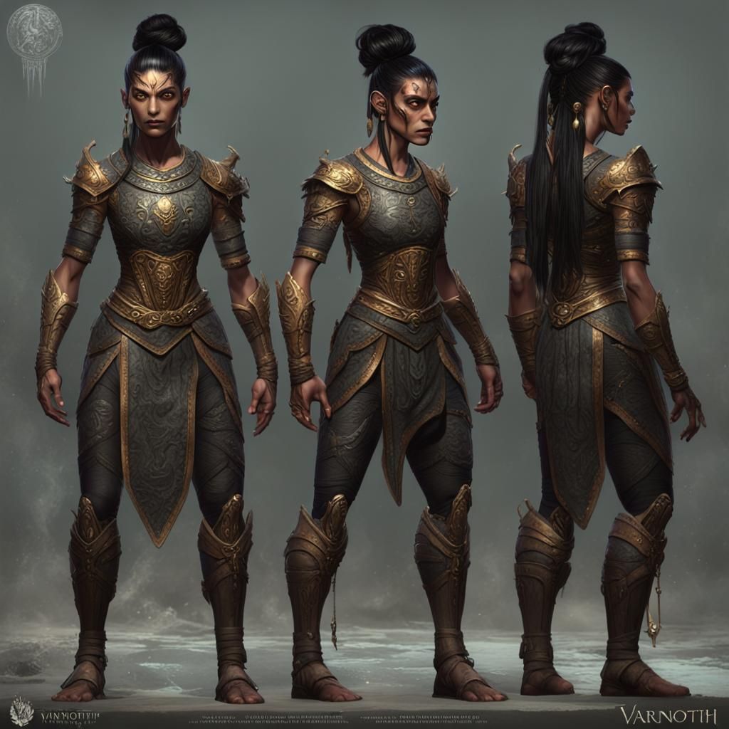 Varnoth: Detailed Matte Painting of a Strong Human Female
