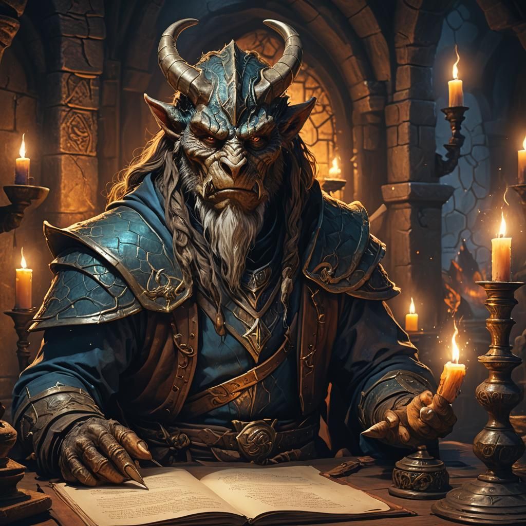 Dragonborn Wizard Study in Hyperrealistic Style