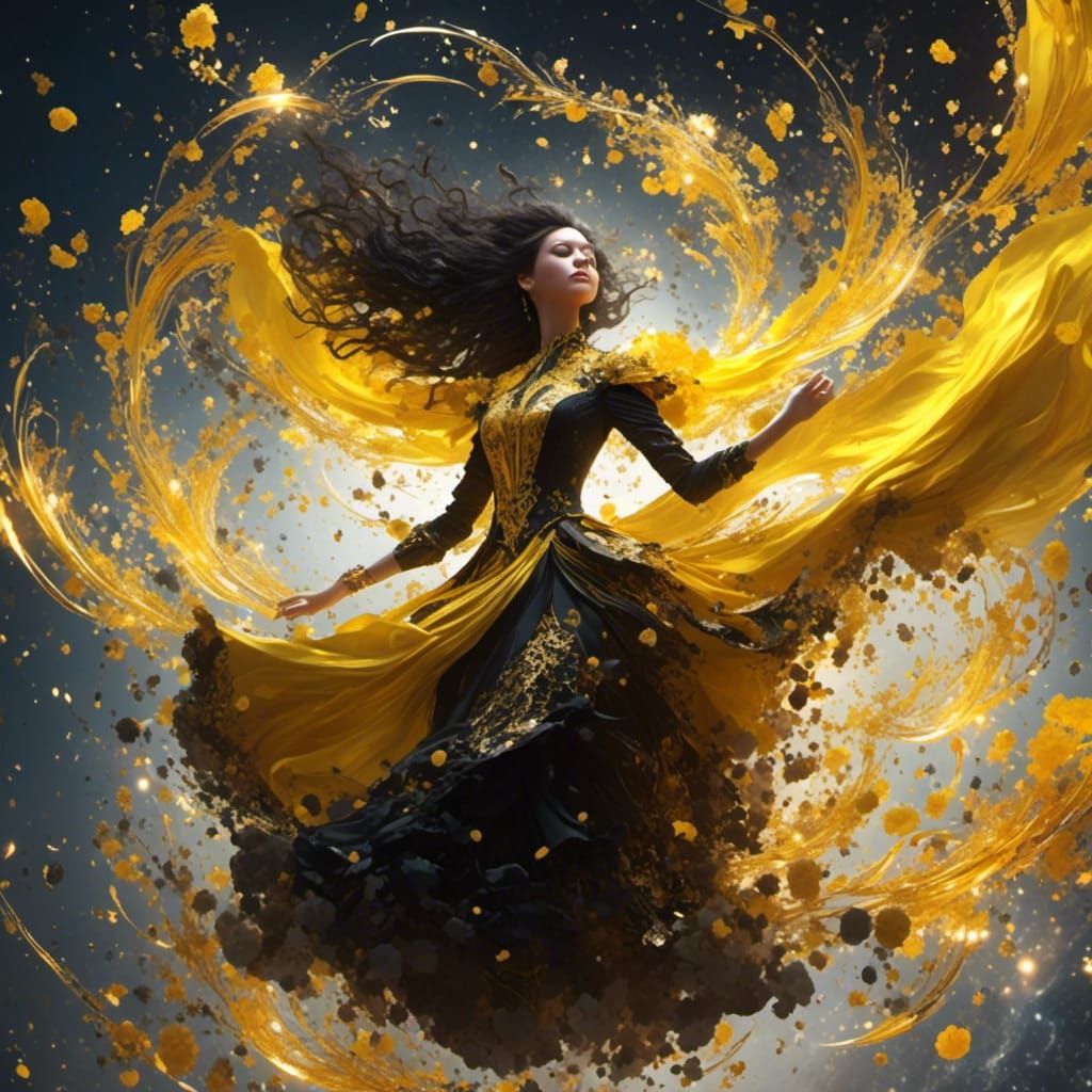 Girl in Black and Yellow Dress Portrait