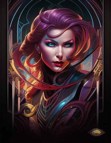 Iridescent Stained Glass Monster Girl Comic Art