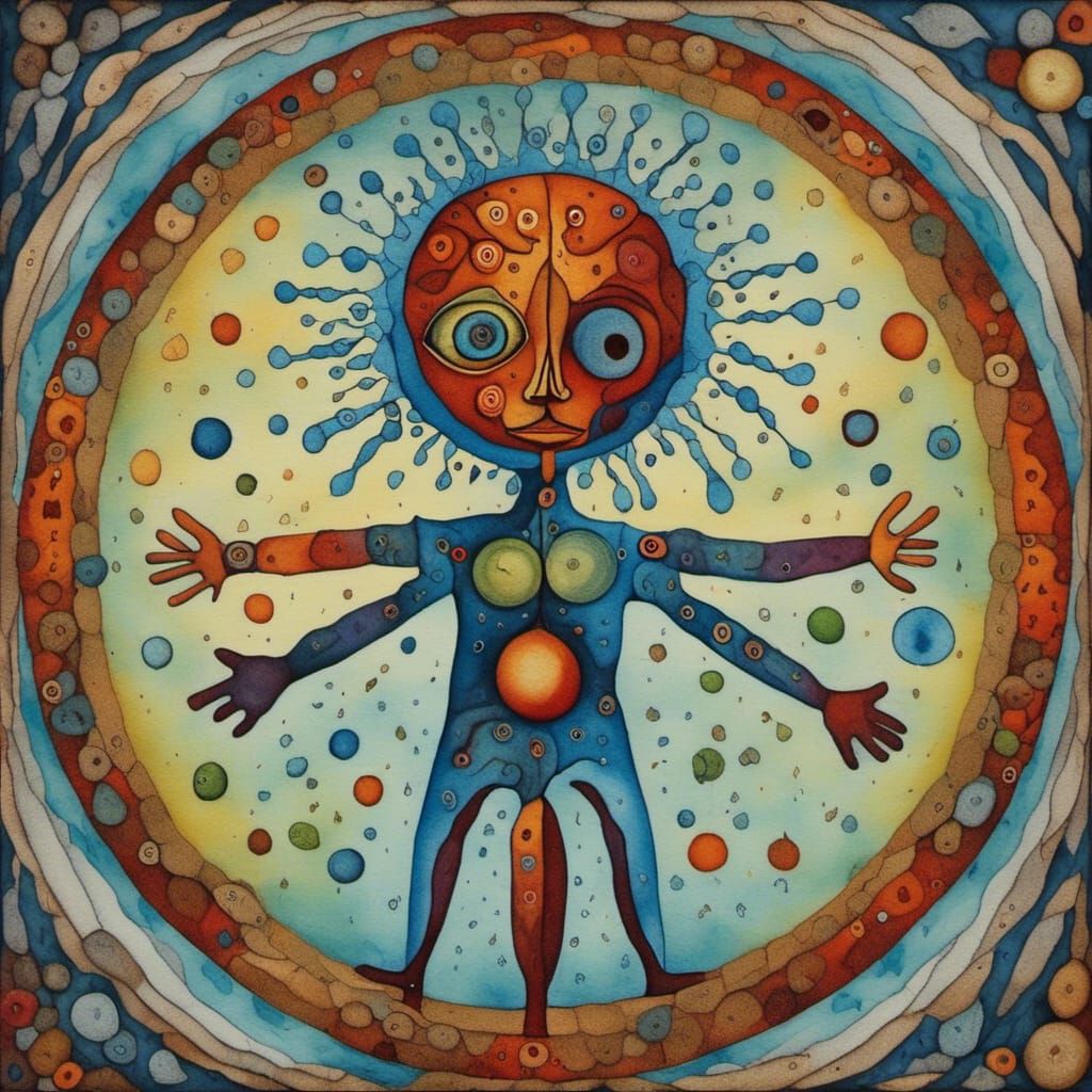 <lora:CreepyWaterCritters:1.0> Vitruvian Man  in the style o...