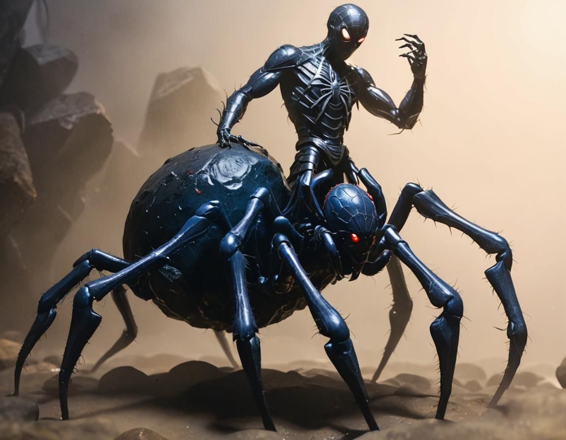 Menacing Human-Spider Hybrid in Dark Fantasy Style