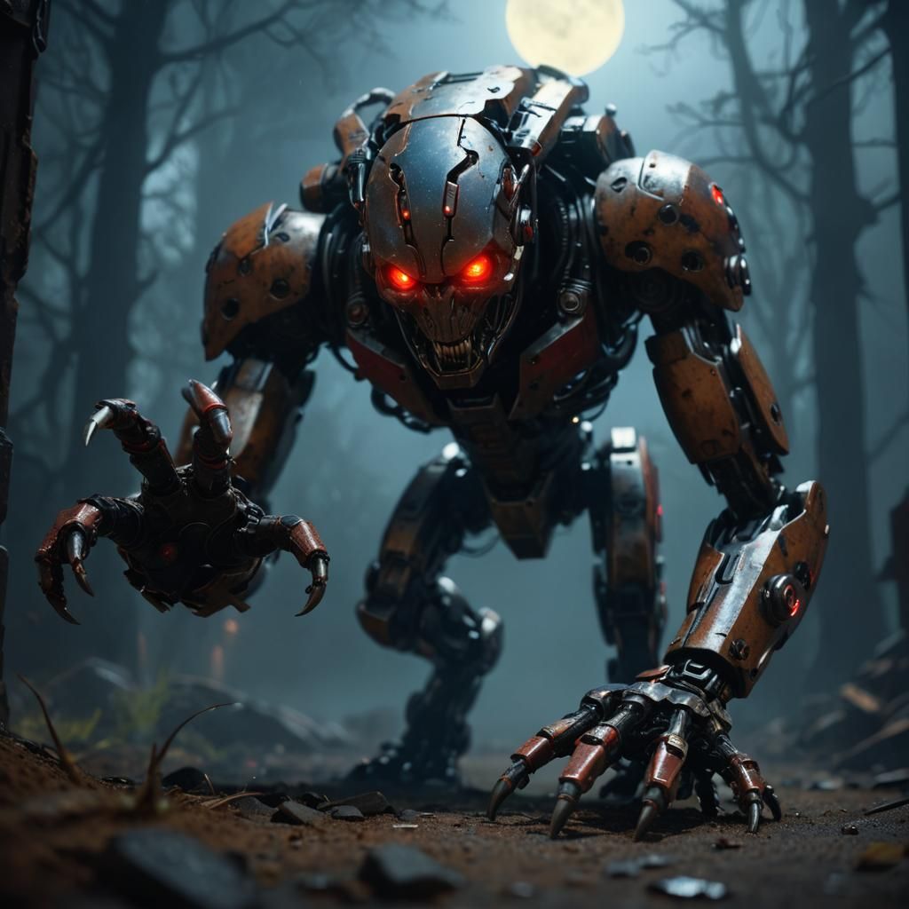 Cybernetic Nightcrawler Monster in Biomechanical Style