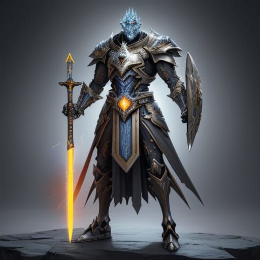 Ossaforged Sentinel with Glowing Armor and Energy Shield