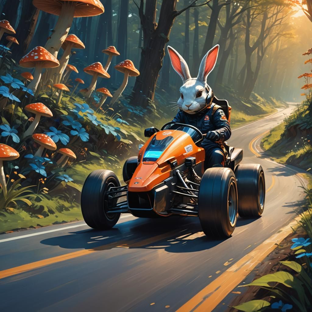Rabbit Racer in Futuristic Fantasy World