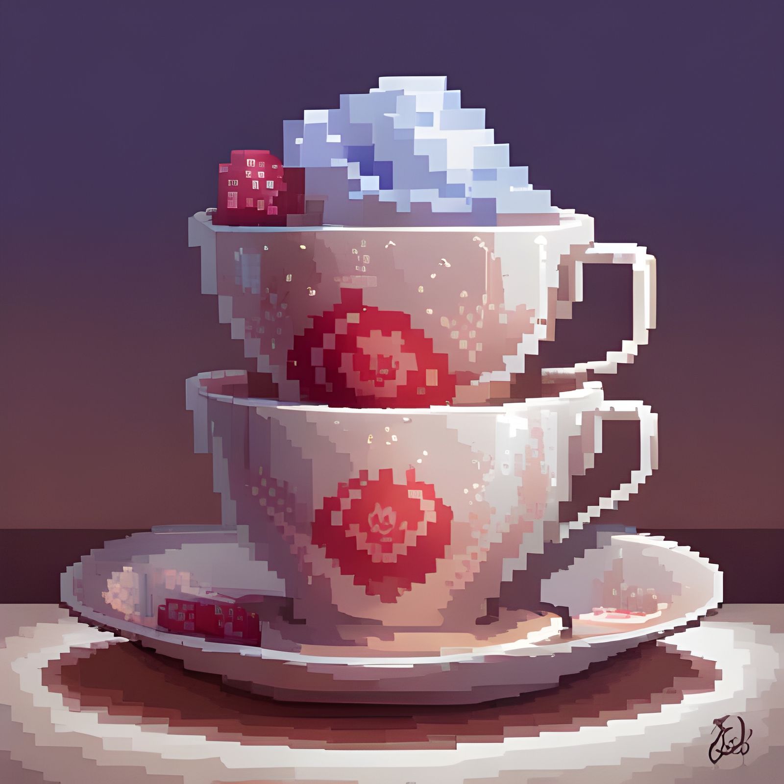 Pixel Art Teacup in Retro Style