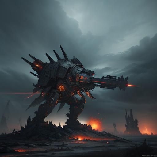 Armored Undead Creature Fires Missile in Wasteland