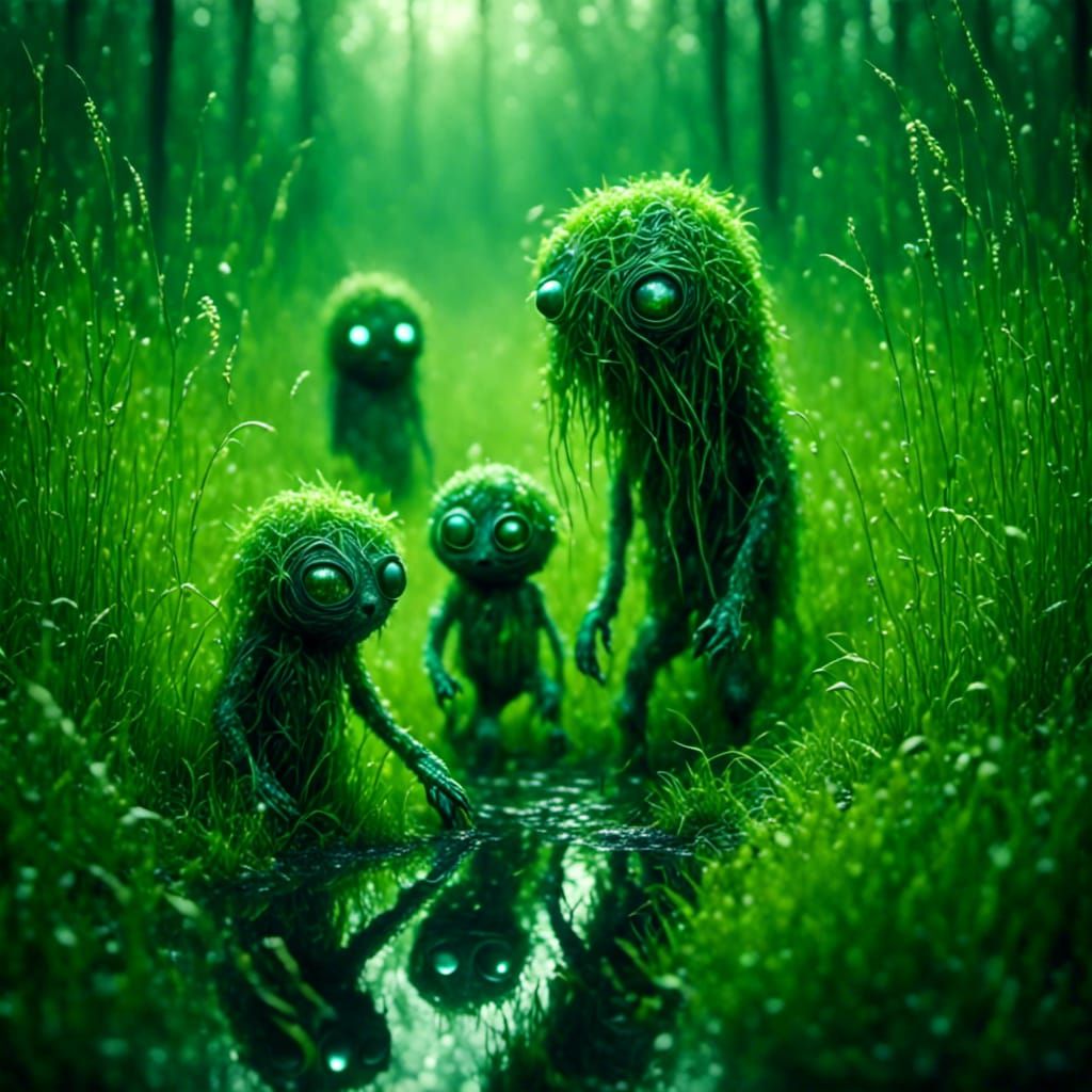 Grass Creatures Emerge from Magical Swamp Landscape