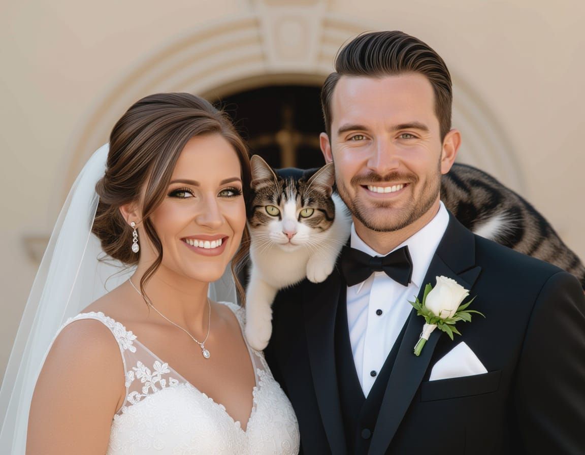 Funny Cat Photobombs Wedding Ceremony