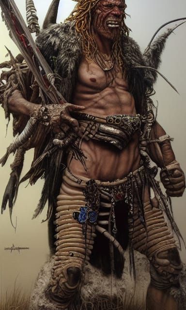 Post-Apocalyptic Orc Shaman in Noir Photography