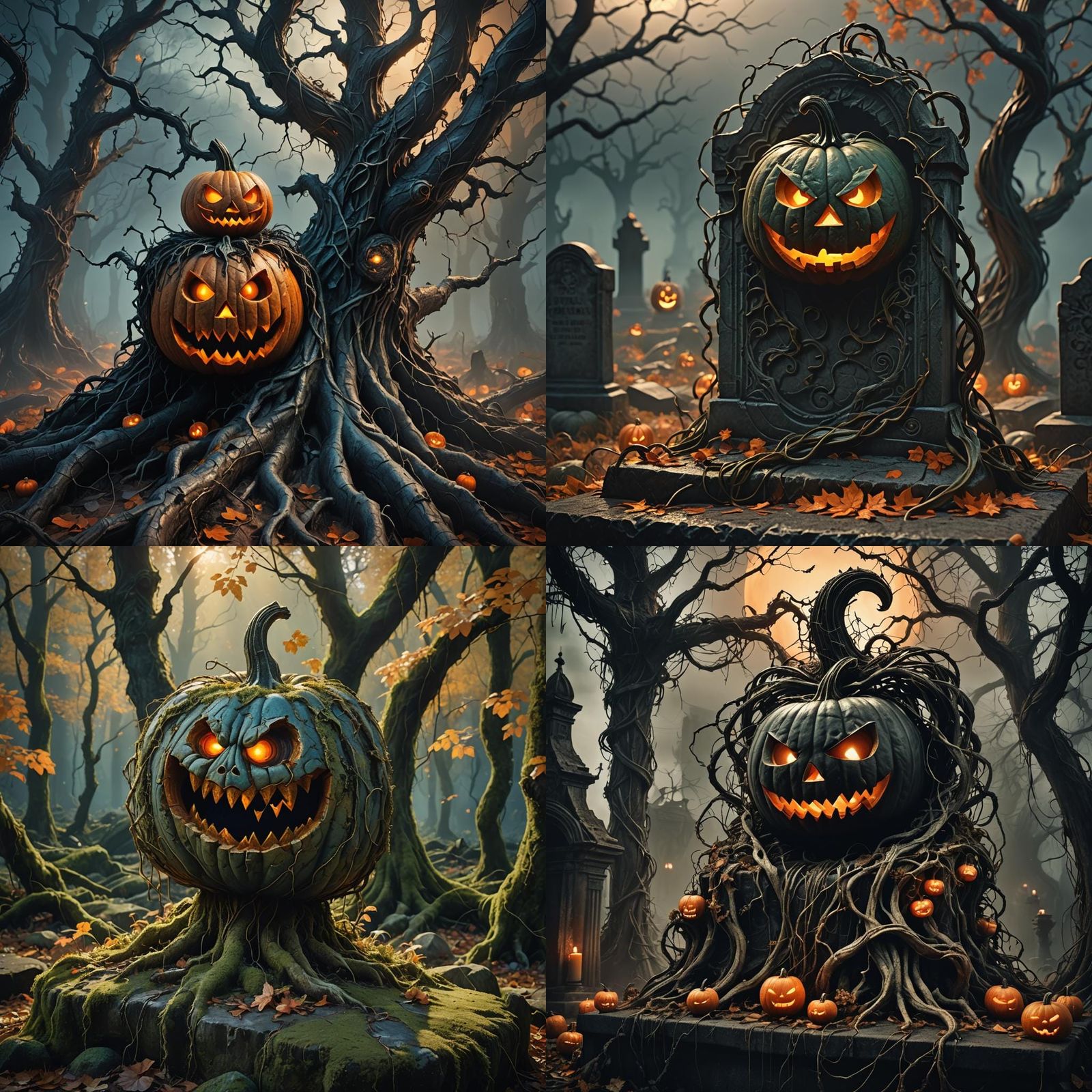 Creepy Halloween Pumpkin: Detailed Matte Painting