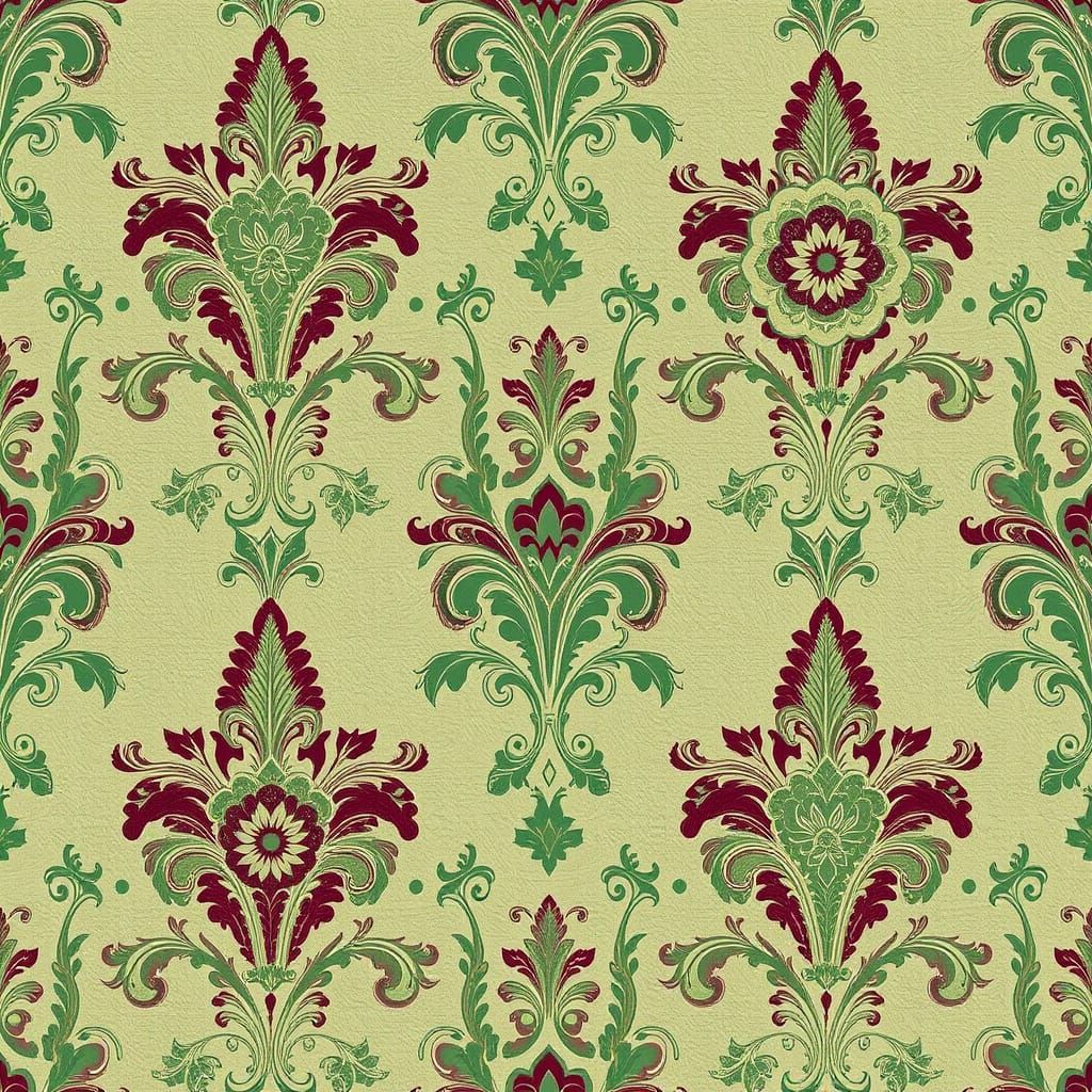 Intricate Victorian Floral Wallpaper with Damask Patterns
