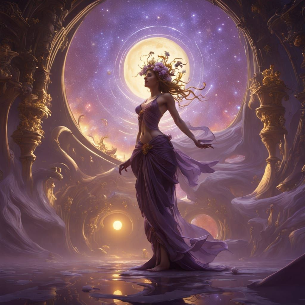 Ethereal Nighttime Dreamscape in Cyberpunk Aesthetic