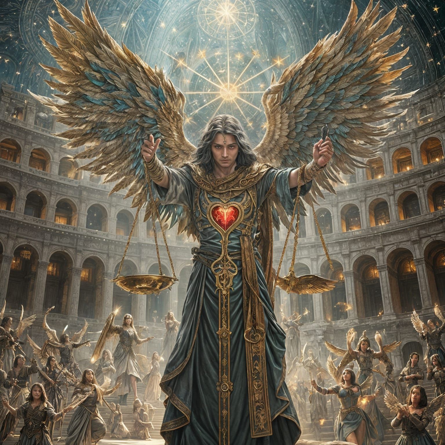 Epic Roman Colosseum Scene with Angels and the Angel of Deat...