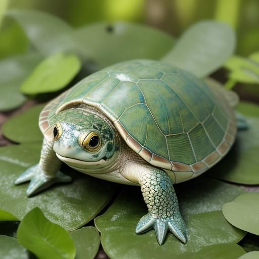 Pastel Softshell Turtle in Dreamy Forest