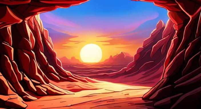 Desert Cave Window to a Colorful Sky