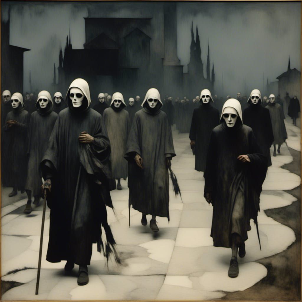 Monk Procession in Cemetery