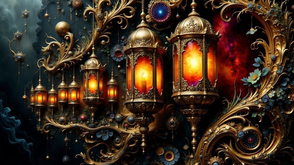 Ornate Venetian Lantern in Hypermaximalist Style