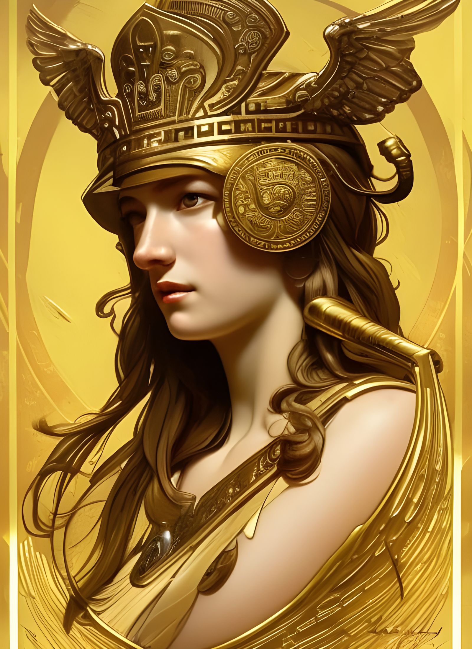 Athena Portrait on Gold Postage Stamp