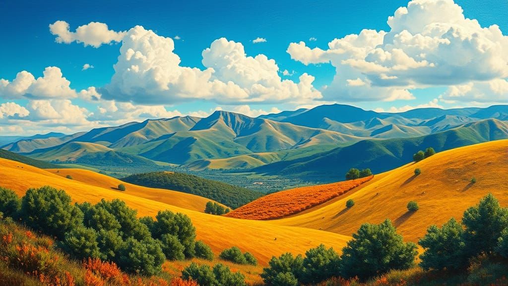 Vibrant Landscape in Expressive Oil Painting Style
