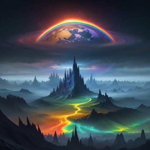 Rainbow Planet: Detailed Fantasy Concept Art