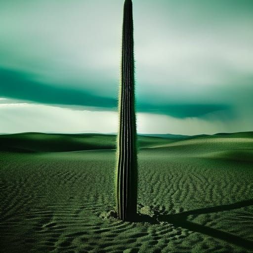 Eerie Cactus Plant in Moody, Dark Setting