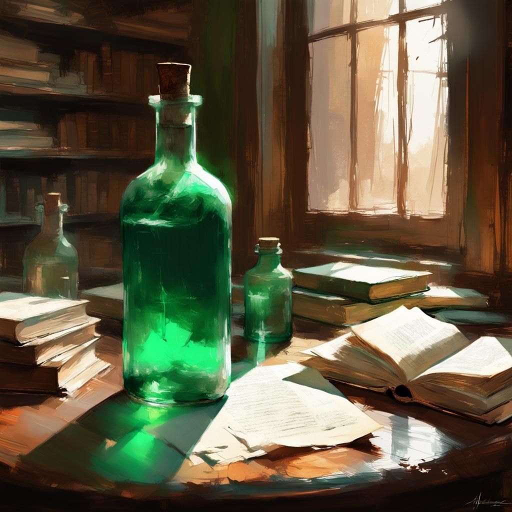 Green Potion Still Life in Sunlight